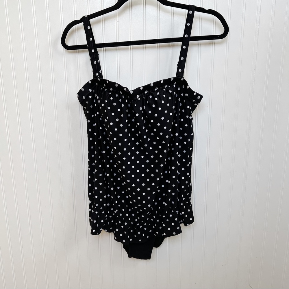 Silhouette Solution Vintage Black & White Polka Dot One Piece Swimsuit Size 10